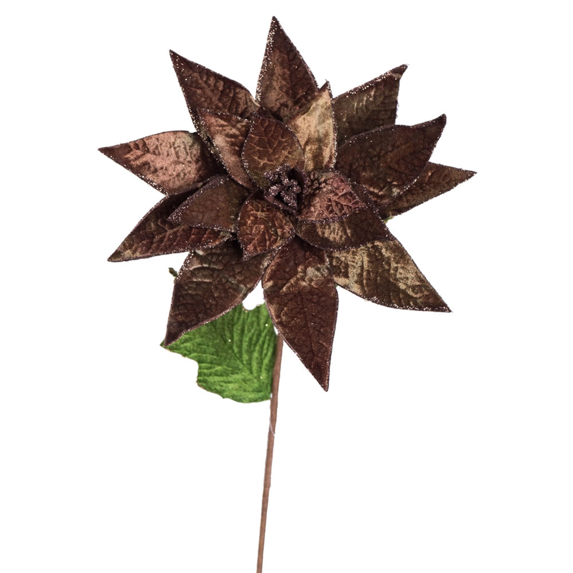 24” Poinsettia Stem Chocolate 3/Bag