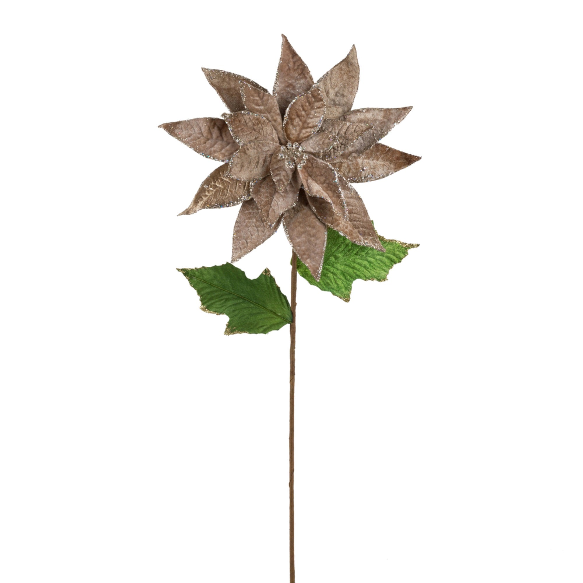 24” Poinsettia Stem Mocha 3/Bag