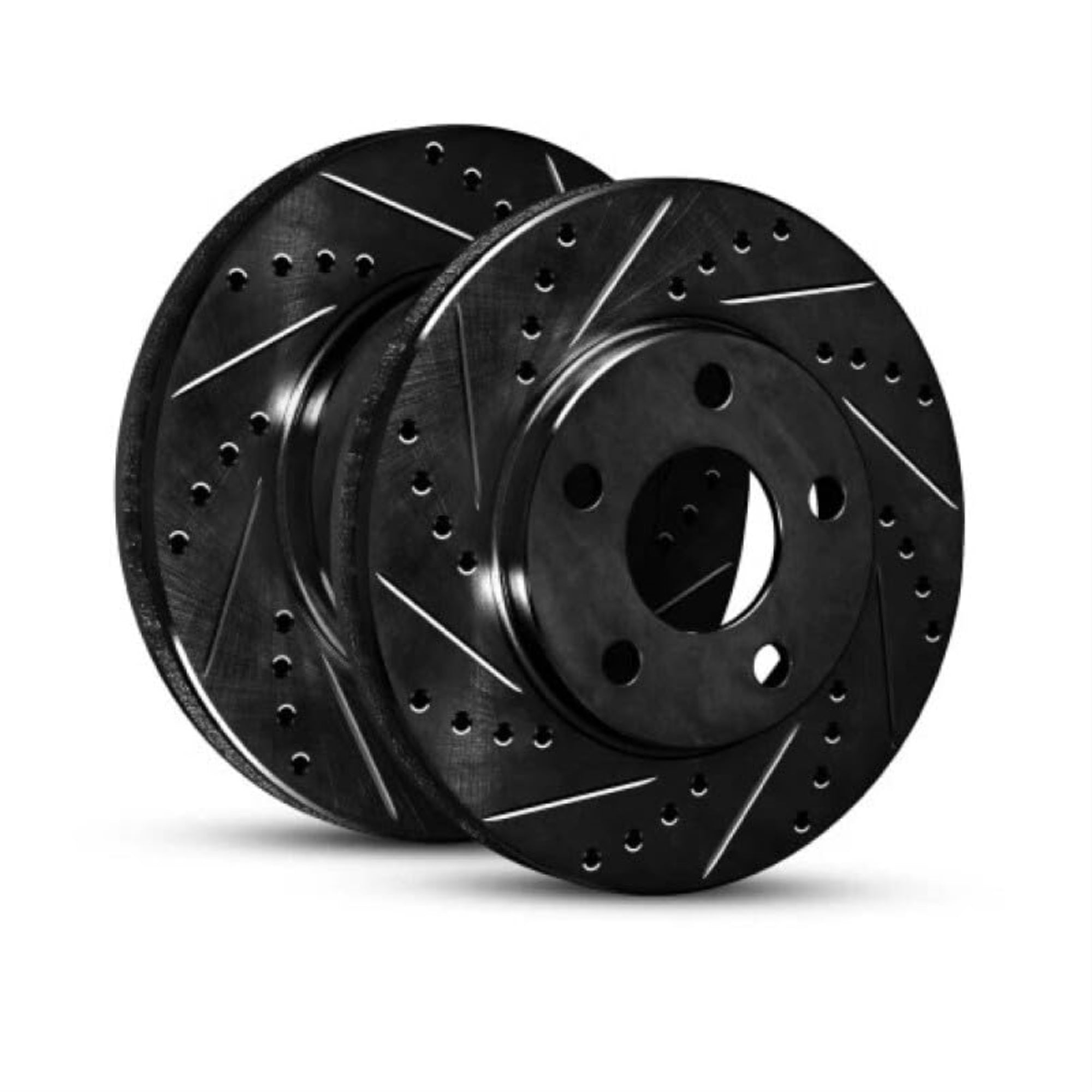 R1 Concepts Brake Rotor Drilled and Slotted Black