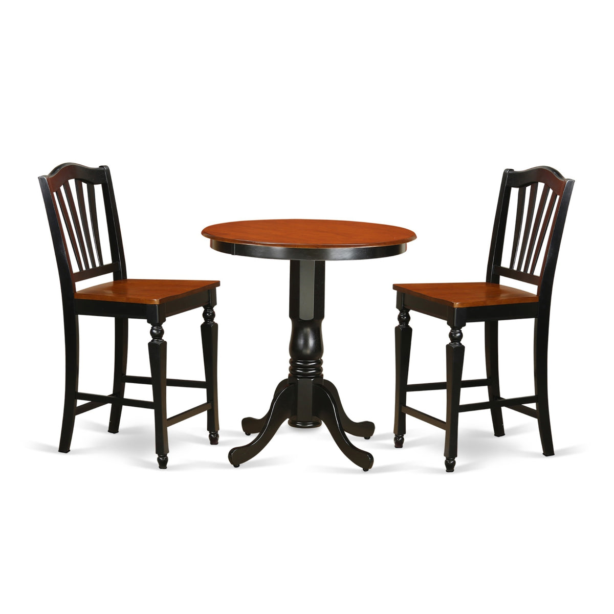 Casafoyer Edch3-Blk-W 3 Pc Dining Counter Height Set - High Top Table And 2 Counter Height Stool.