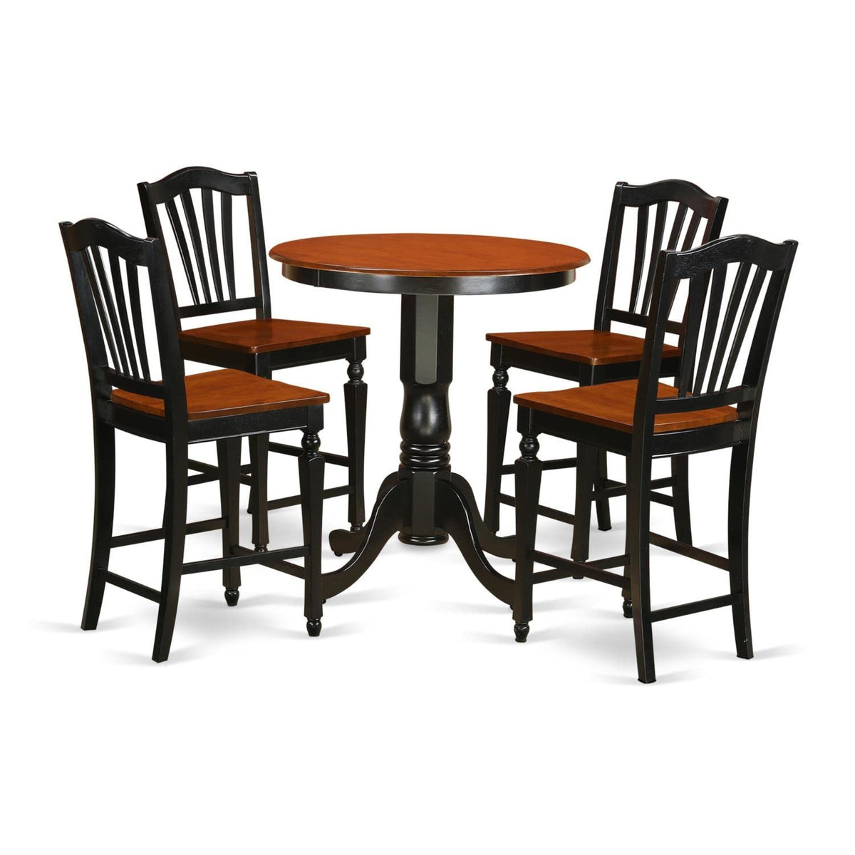 Casafoyer Edch5-Blk-W 5 Pc Counter Height Pub Set-Pub Table And 4 Bar Stools