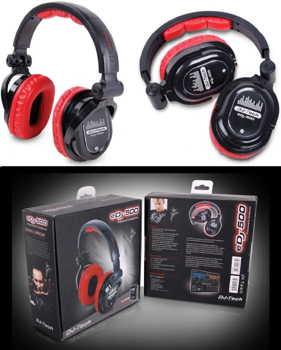 Professional Headphones From World Famous Dj Chris Garcia W/1/4-Inch Adapter & 1/8-Inch Adapter, Red