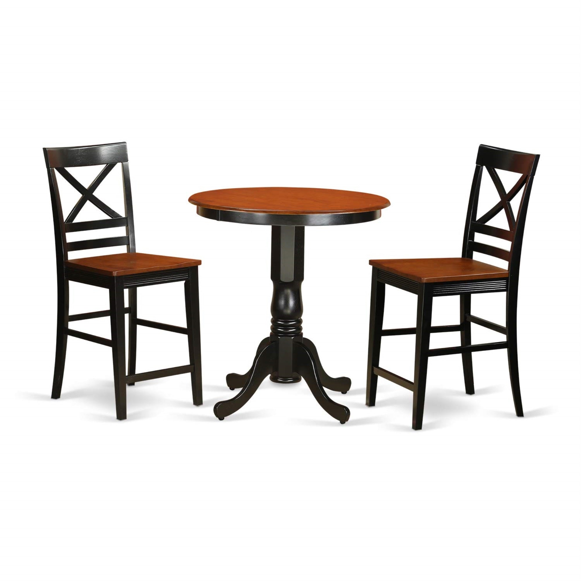 East West Furniture Dining Table Set, Black & Cherry