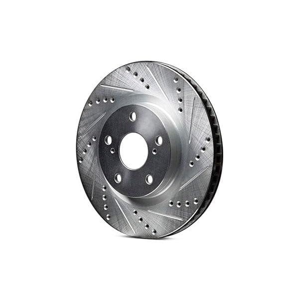 R1 Concepts Brake Rotor Drilled and Slotted Silver