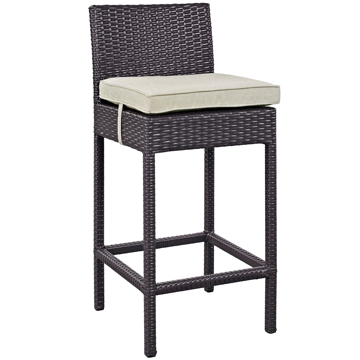 Convene Outdoor Patio Fabric Bar Stool - Espresso Beige