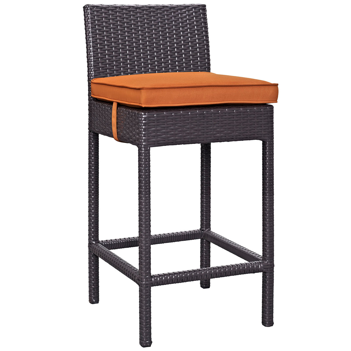 Convene Outdoor Patio Fabric Bar Stool - Espresso Orange