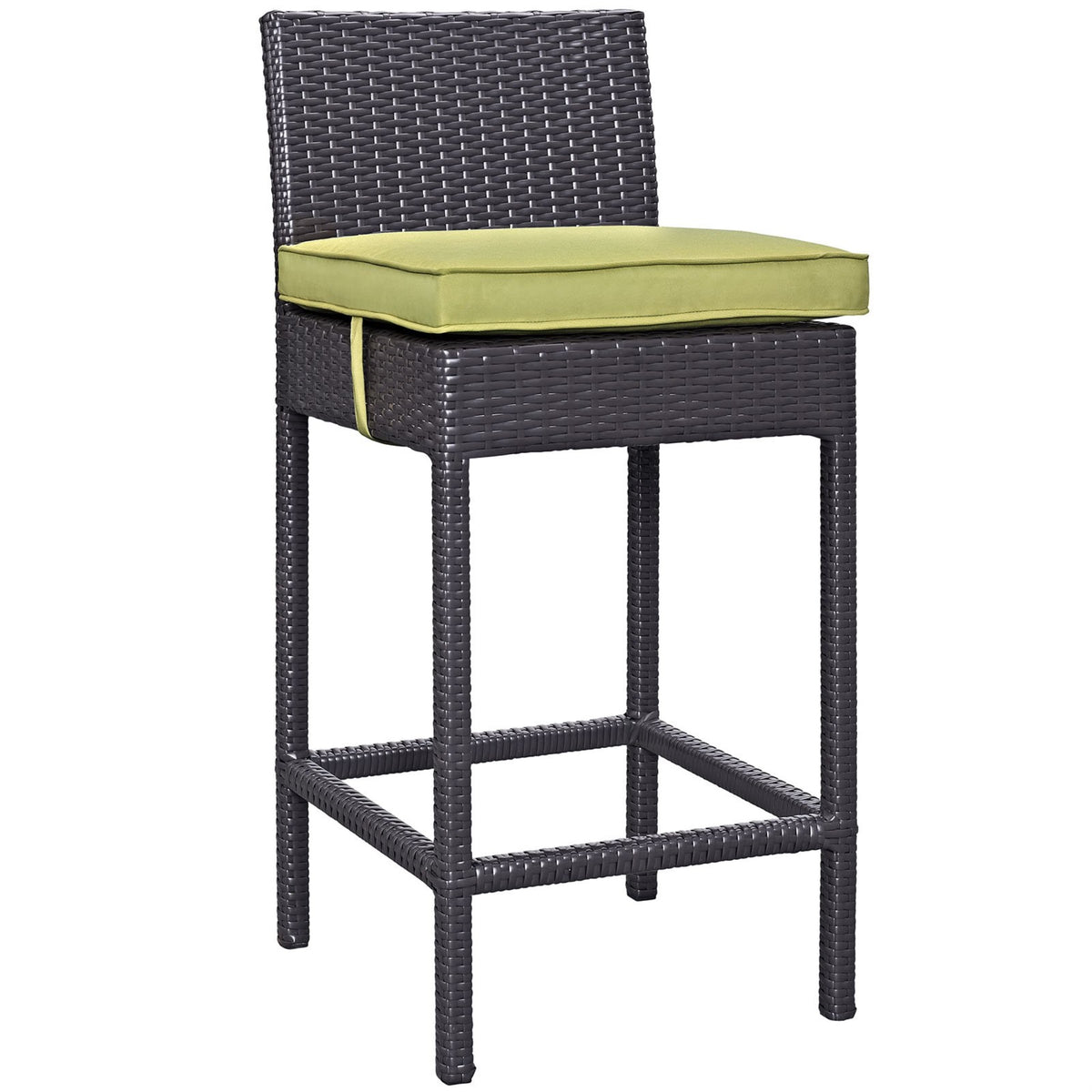 Casafoyer Convene Wicker Rattan Outdoor Patio Bar Stool With Cushion In Espresso Peridot