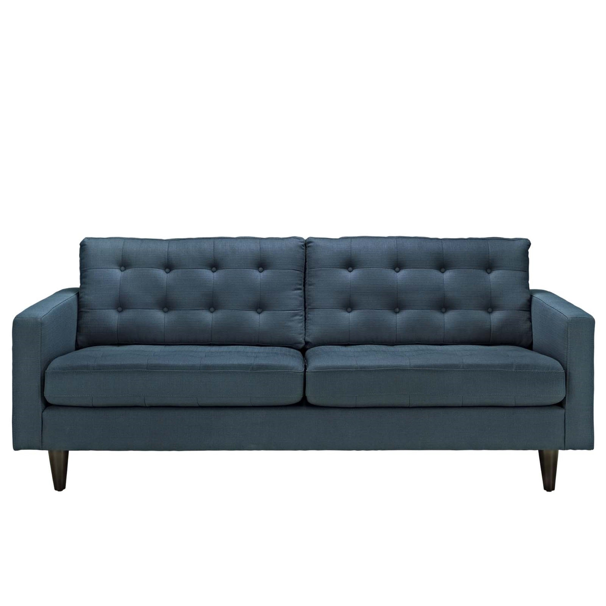Empress Upholstered Sofa - Exquisite Design, Tufted Buttons, Luxurious Cushions, Elegant Armrests, Sturdy Wooden Legs, Bonded Leather Upholstery