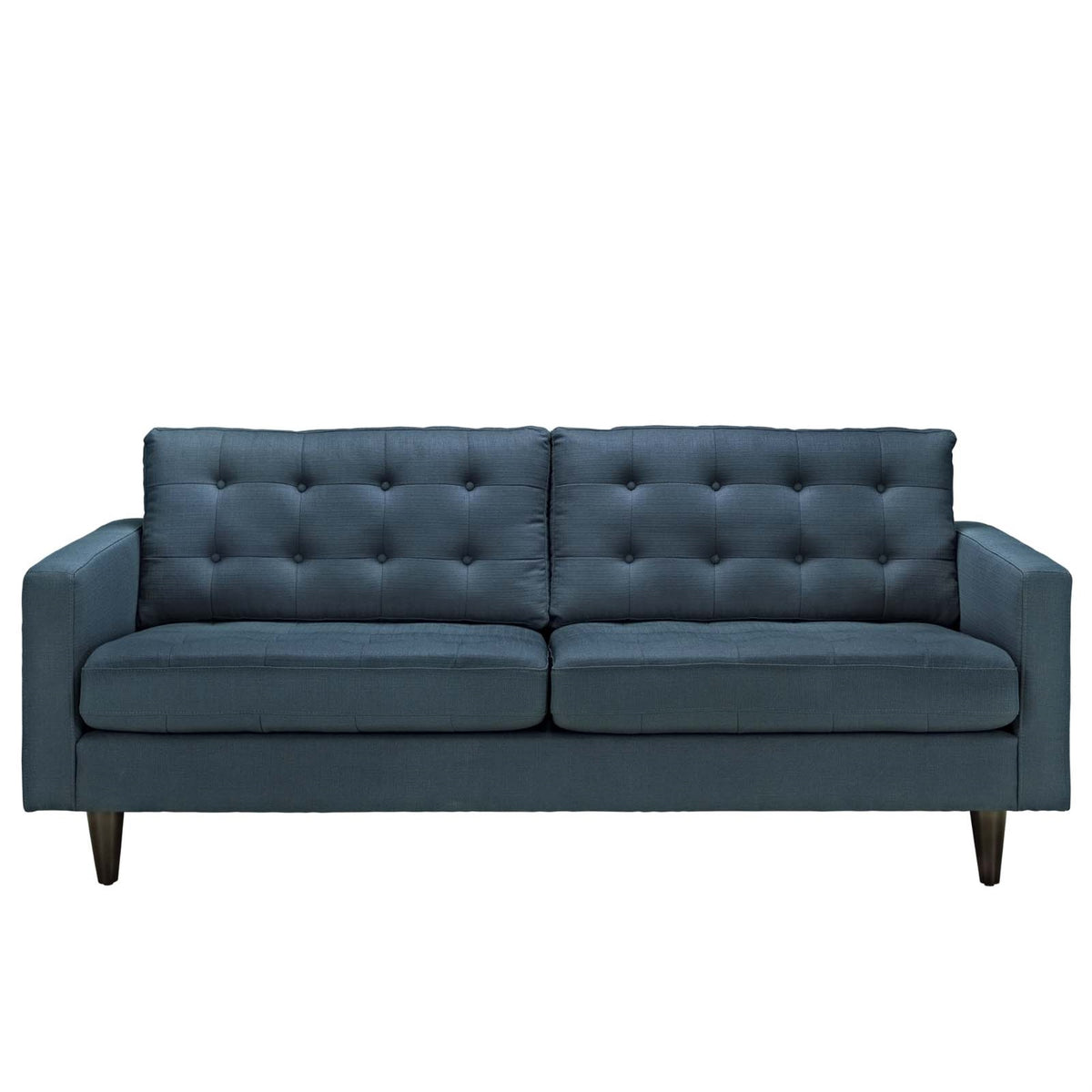 Empress Upholstered Sofa - Exquisite Design, Tufted Buttons, Luxurious Cushions, Elegant Armrests, Sturdy Wooden Legs, Bonded Leather Upholstery