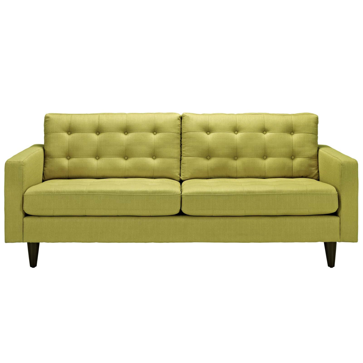 Empress Tufted Button Upholstered Sofa - Luxurious, Regal Design, Solid Wood Legs, Bonded Leather Upholstery.