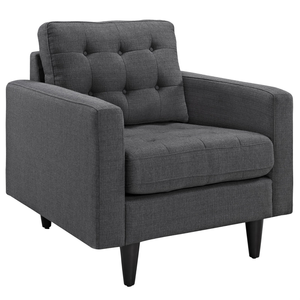 Casafoyer Empress Mid-Century Modern Upholstered Fabric, Armchair, Gray