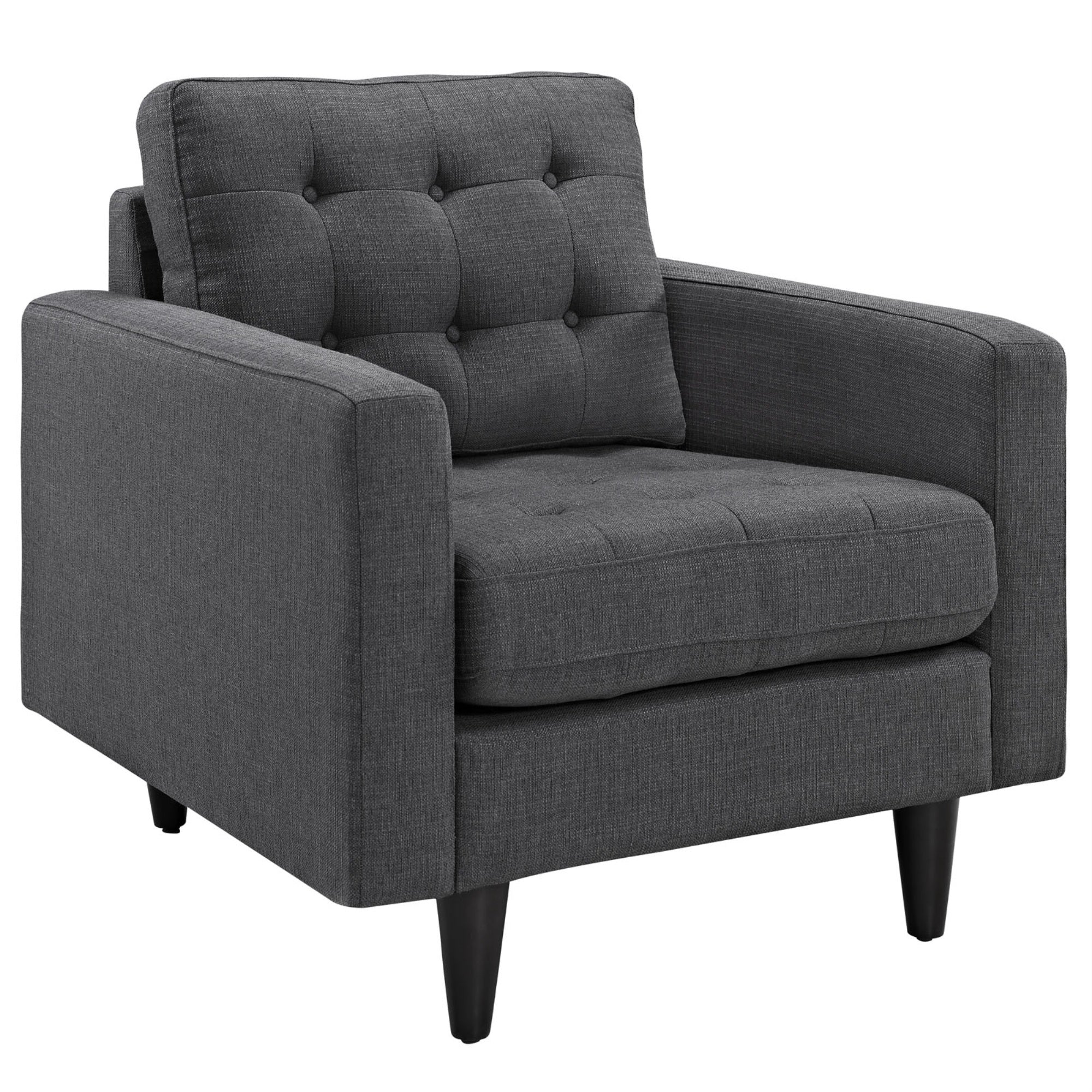 Empress Holistic Armchair - Deeply Tufted, Luxurious Cushions, Regal Armrests, Sturdy Wooden Legs, Scratch-Resistant Glides, Bonded Leather Upholstery.