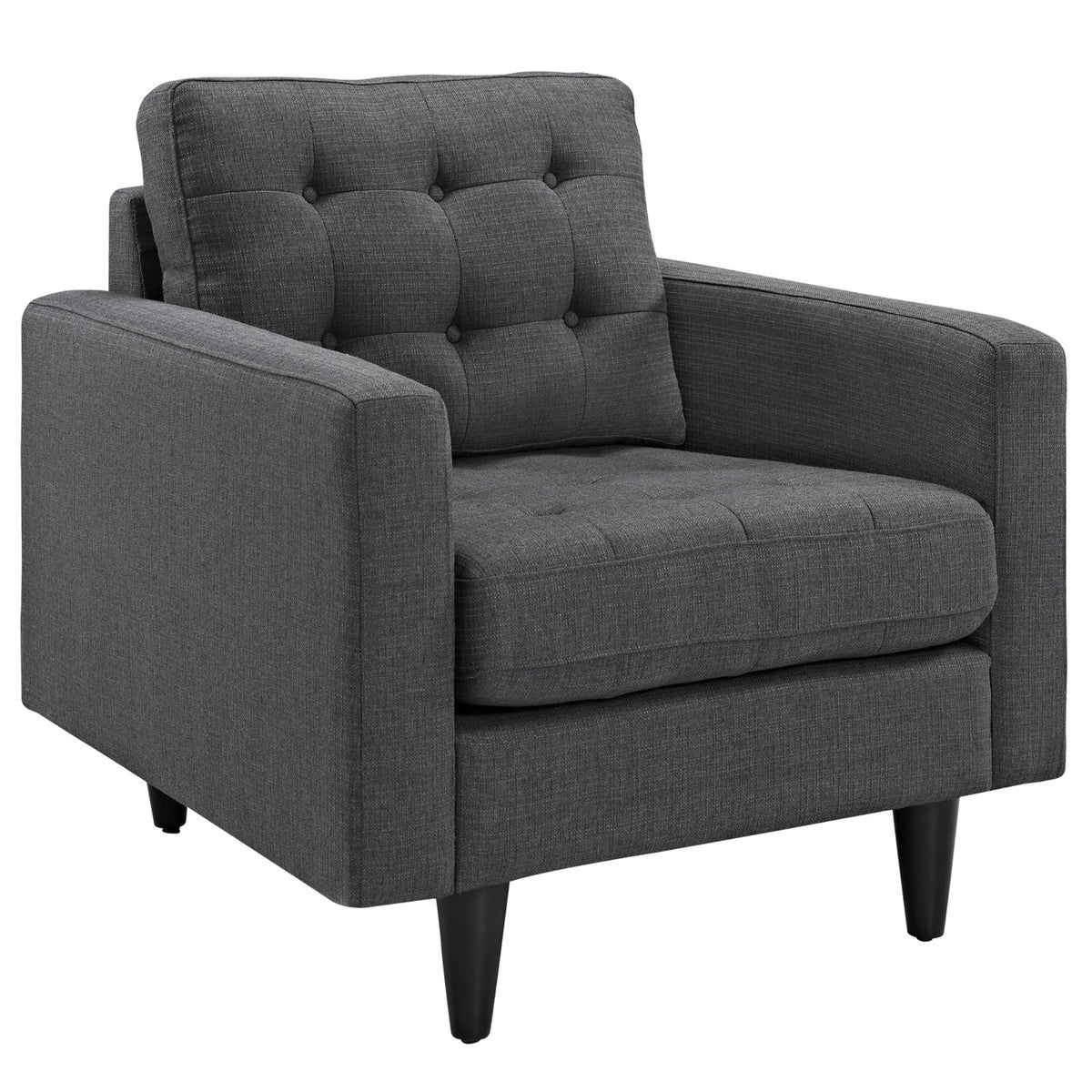 Empress Holistic Armchair - Deeply Tufted, Luxurious Cushions, Regal Armrests, Sturdy Wooden Legs, Scratch-Resistant Glides, Bonded Leather Upholstery.