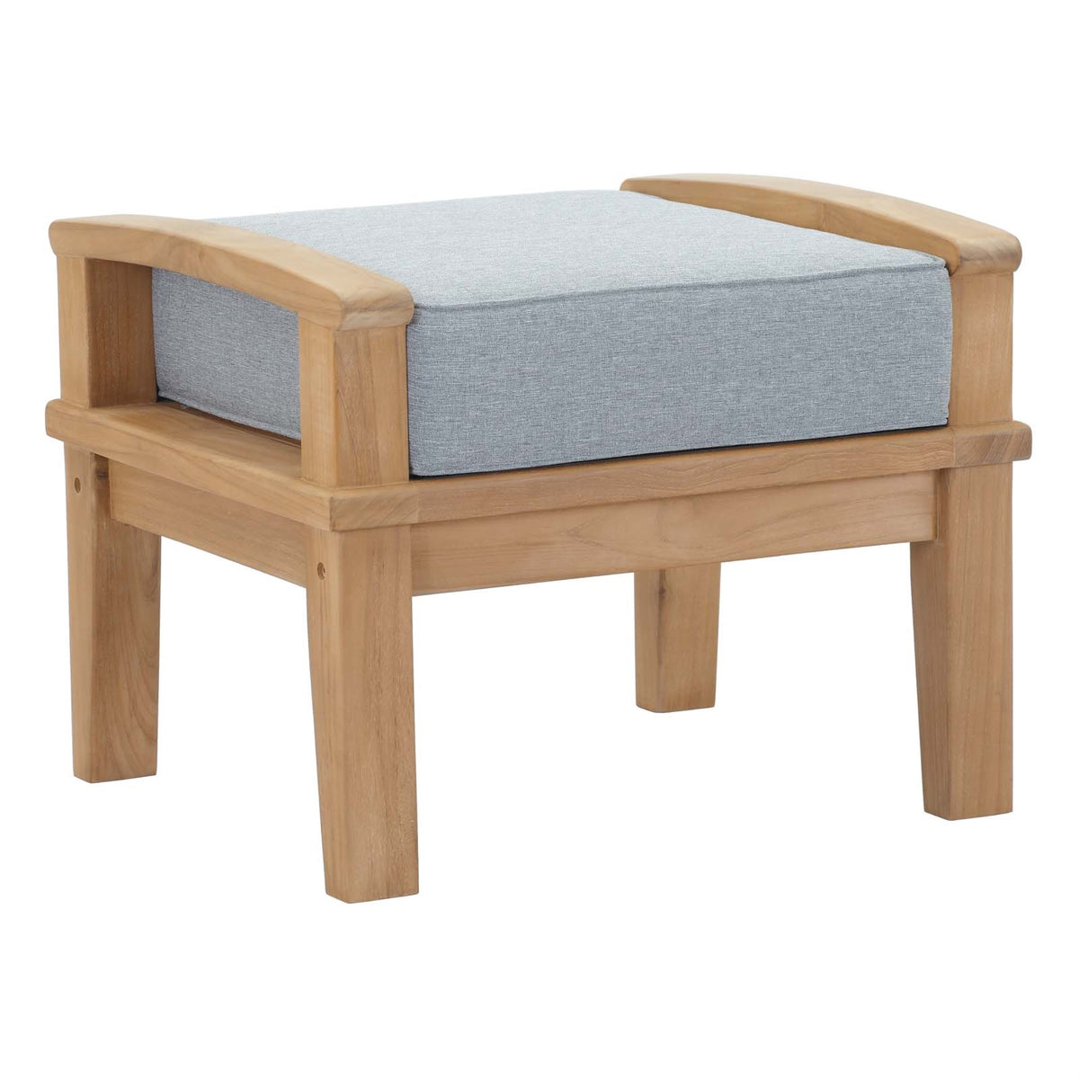 Marina Teak Wood Outdoor Patio Ottoman - Luxury, Durable, All-Weather Cushions - Modern Design - Assembly Required