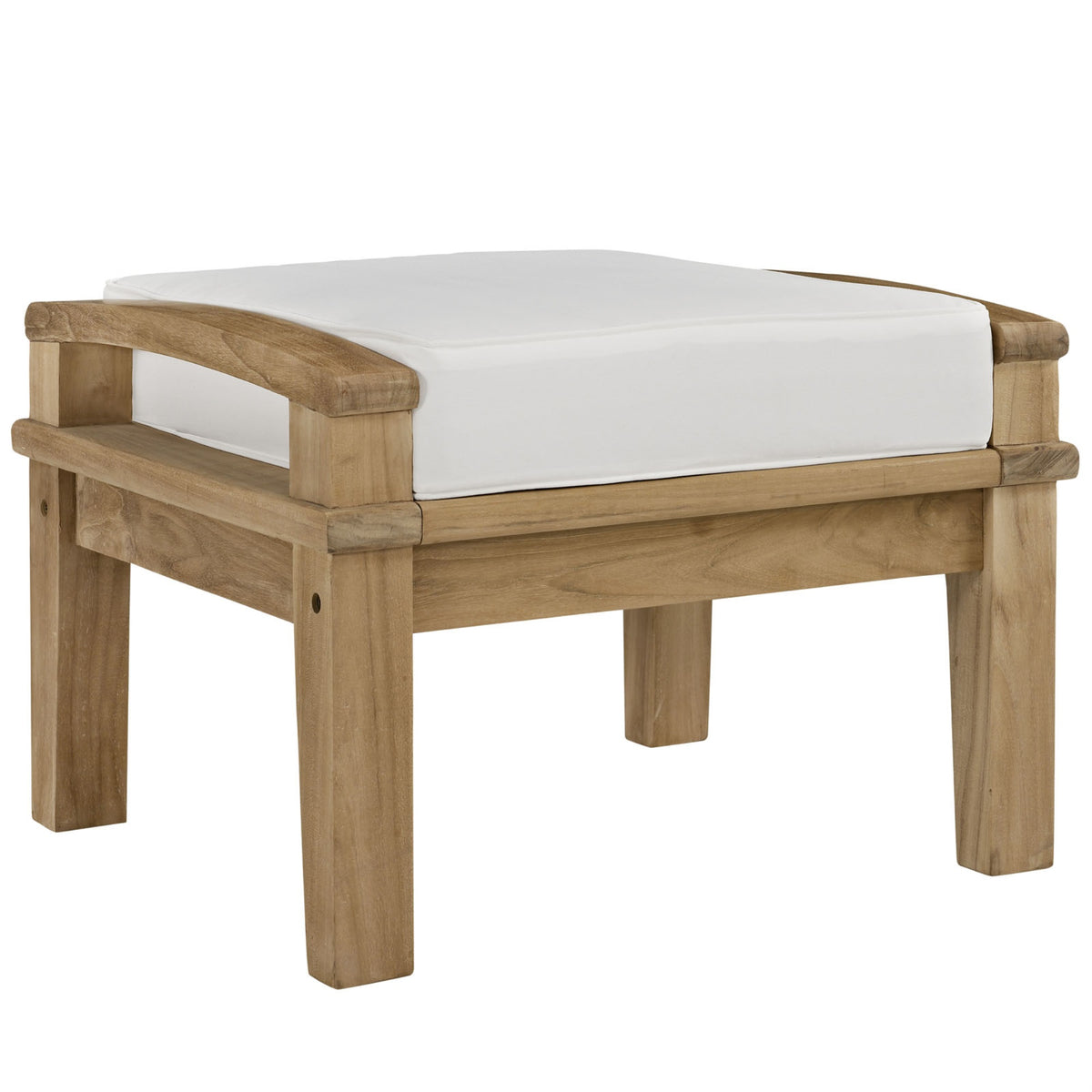 Marina Teak Wood Outdoor Patio Ottoman - Luxury And Durability In One. All-Weather Cushions And Modern Design. Assembly Required.