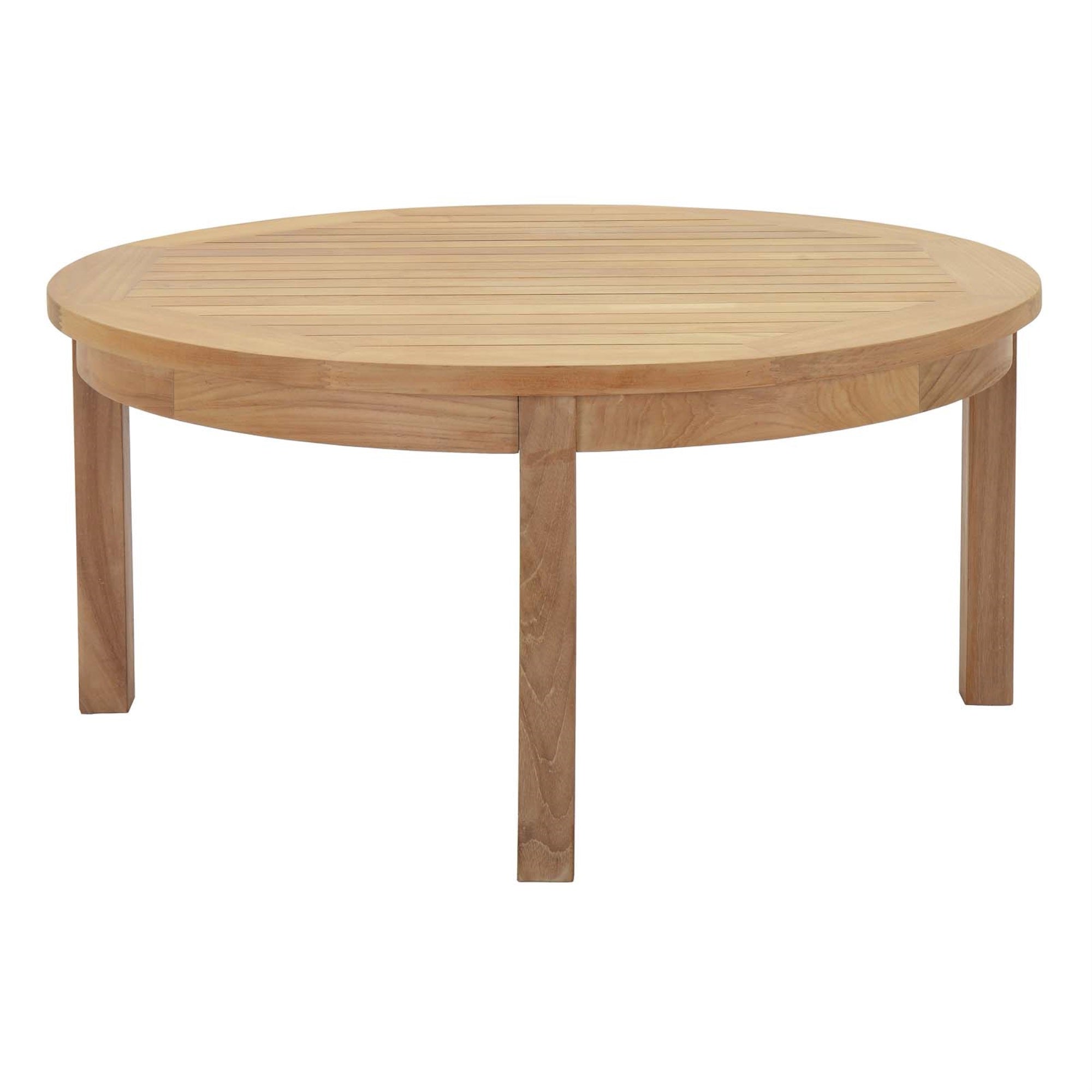 Marina Teak Wood Outdoor Patio Round Coffee Table - Luxury Design, Weather Resistant, Durable Construction - Assembly Required