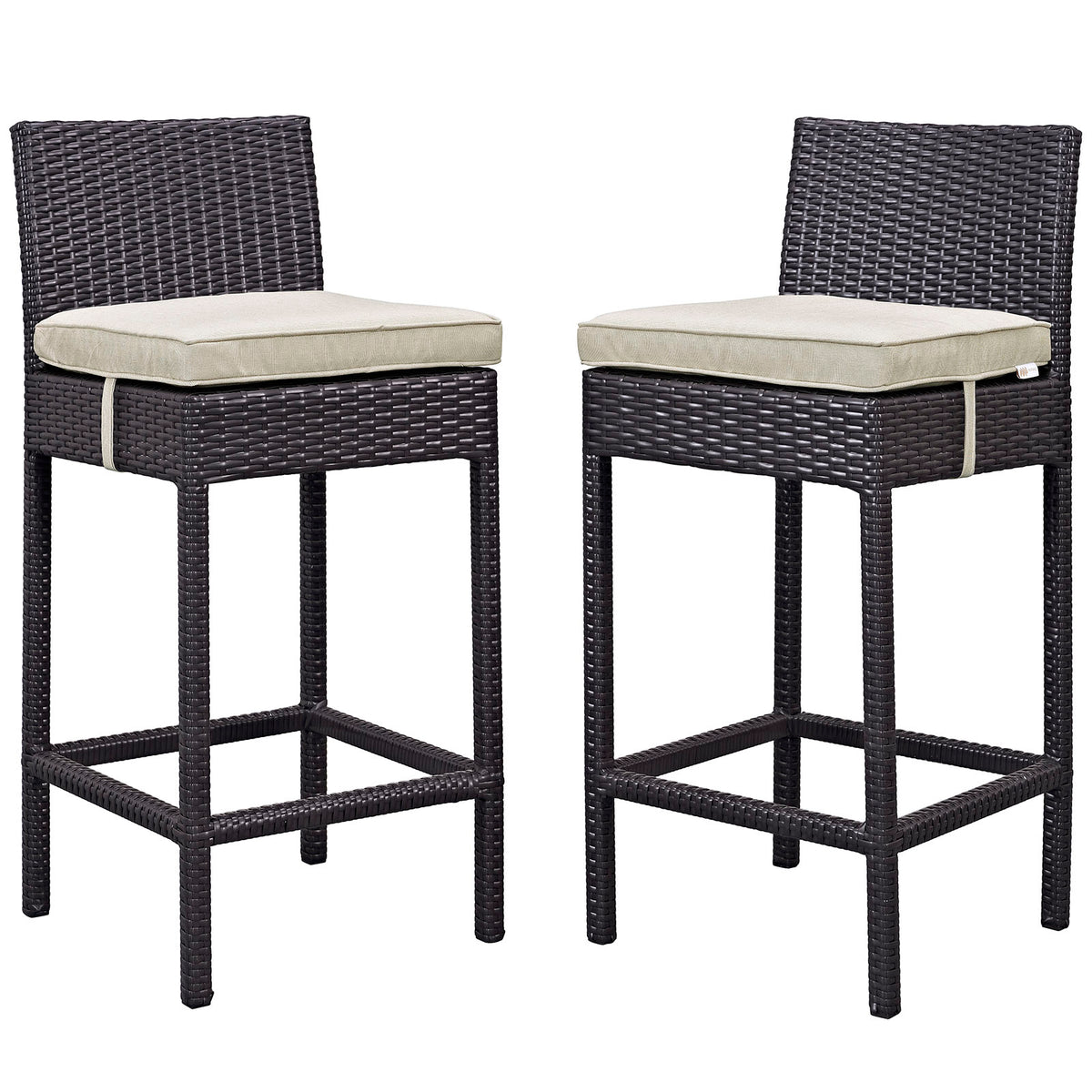 Lift Bar Stool Outdoor Patio Set Of 2 - Espresso Beige
