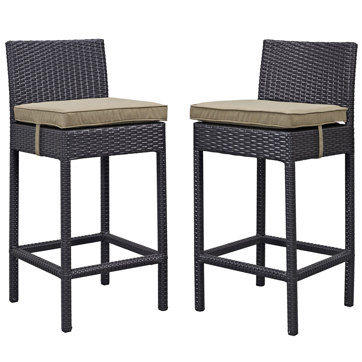 Lift Outdoor Patio Bar Stool Set Of 2 - Comfortable Cushioned Wicker Rattan Seating For Your Outdoor Space