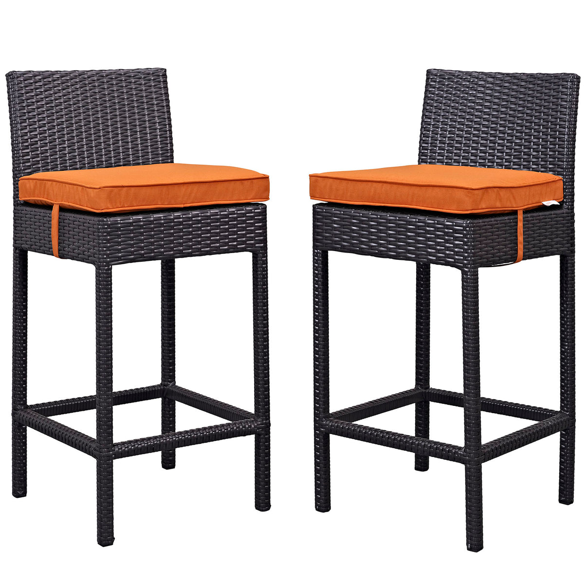 Lift Bar Stool Outdoor Patio Set Of 2 - Espresso Orange