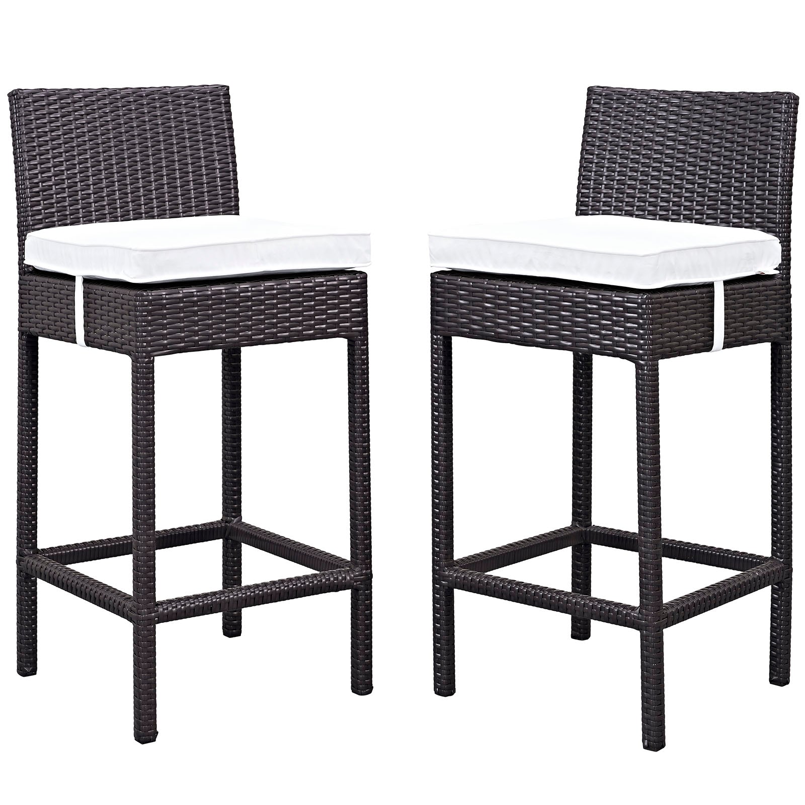 Lift Bar Stool Outdoor Patio Set Of 2 - Espresso White