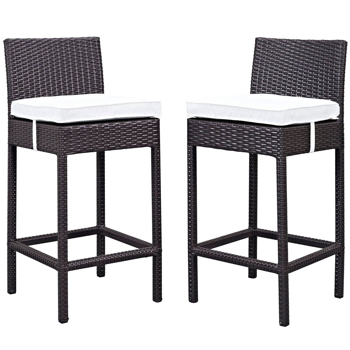 Lift Bar Stool Outdoor Patio Set Of 2 - Espresso White