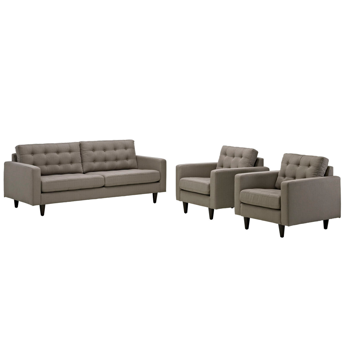 Empress Sofa And Armchairs Set Of 3 - Granite