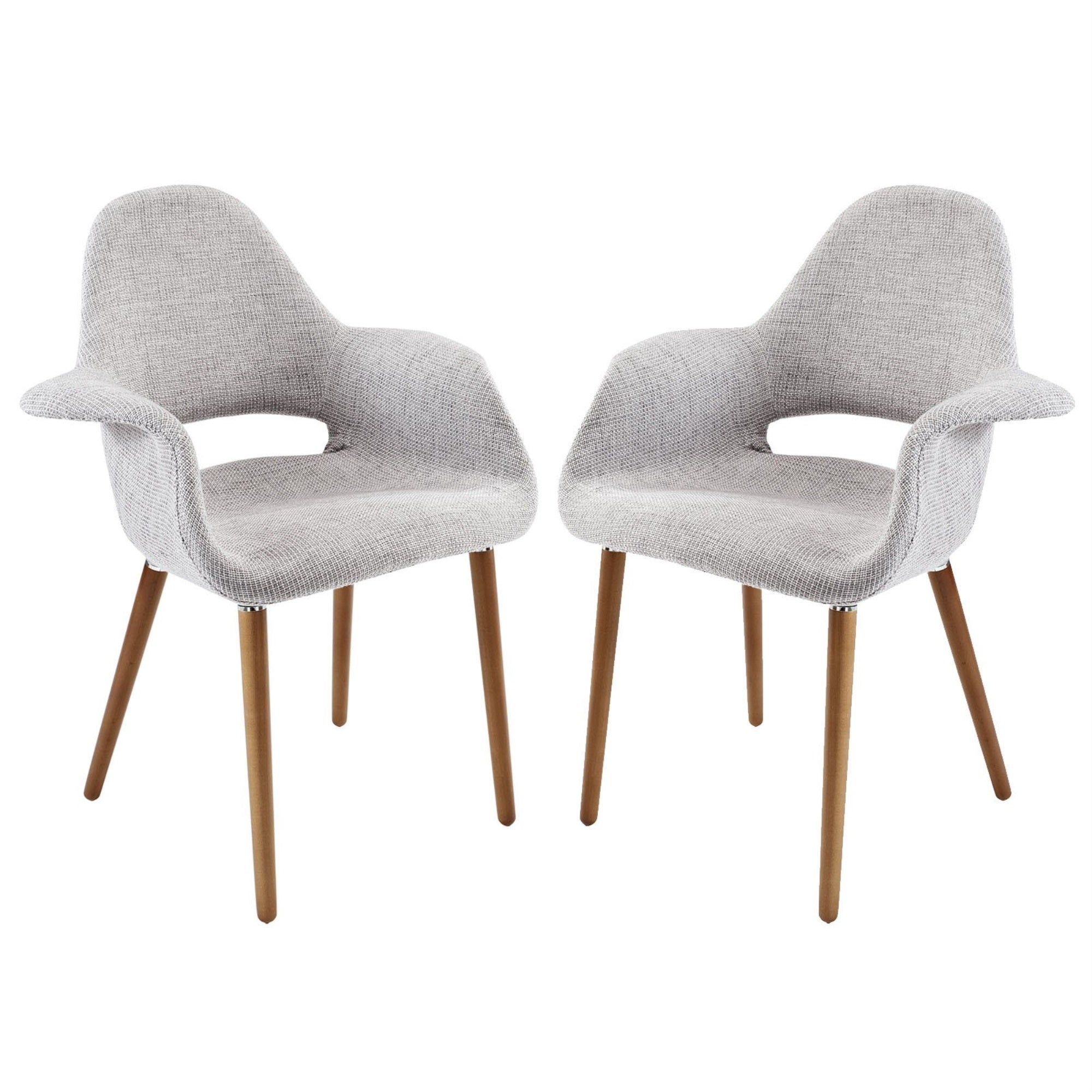 Casafoyer Aegis Mid-Century Modern Upholstered Fabric With Wood Legs, Seats Two, Light Gray