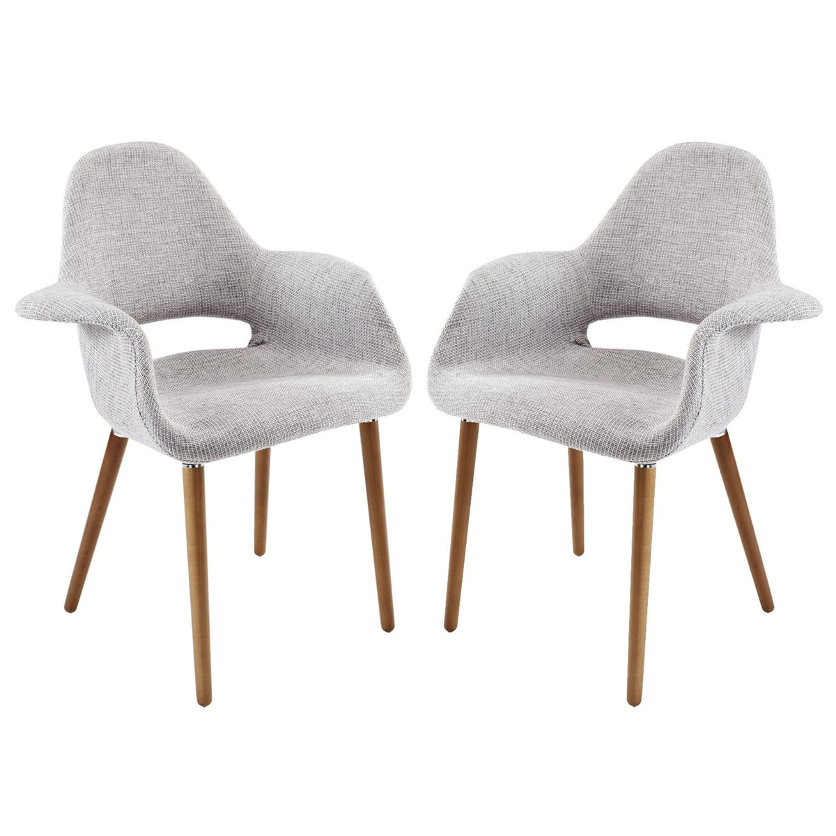Casafoyer Aegis Mid-Century Modern Upholstered Fabric With Wood Legs, Seats Two, Light Gray