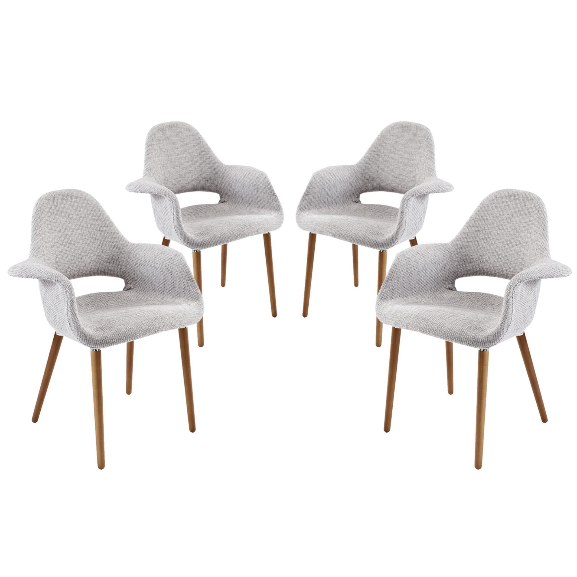 Aegis Accent Chair Set Of 4 - Ultimate Relaxation, Plush Cushions, Diagonal Design, Wooden Legs, Taupe Color