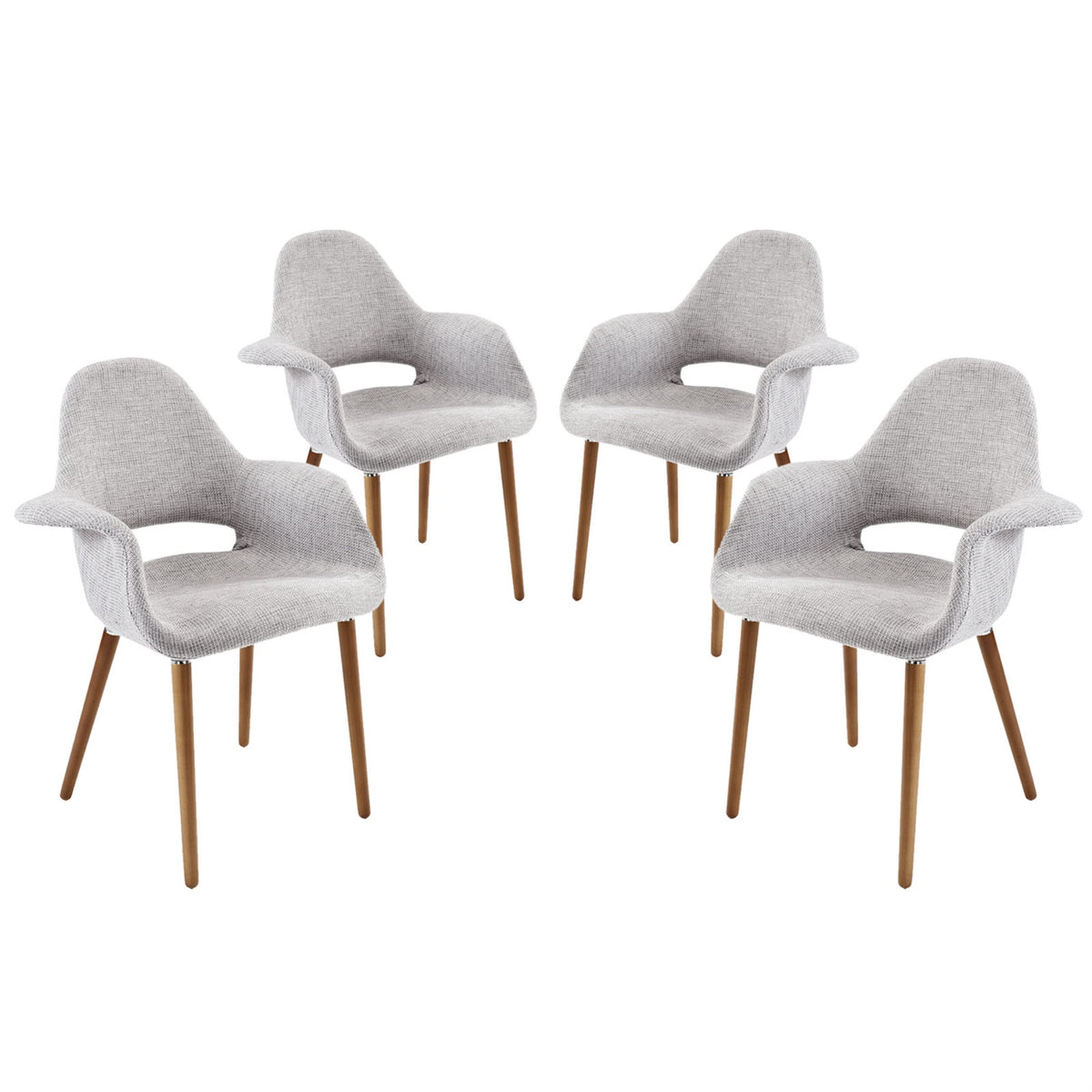 Aegis Accent Chair Set Of 4 - Ultimate Relaxation, Plush Cushions, Diagonal Design, Wooden Legs, Taupe Color