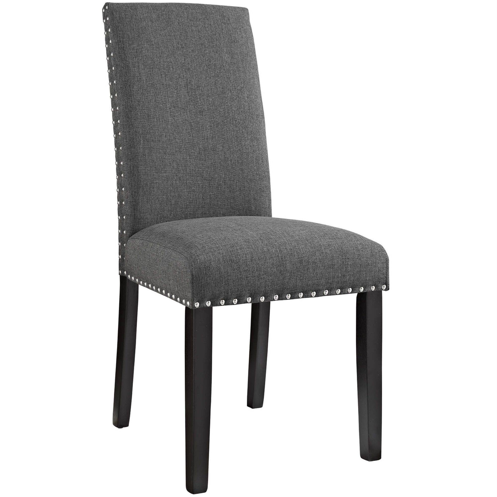 Parcel Upholstered Fabric Dining Room Side Chair - Elegant Nailhead Trim, Soft & Durable Polyester, Espresso Stained Tapered Wood Legs - Suitable For Dining, Living, Lounge, Office - 285 Lbs Capacity