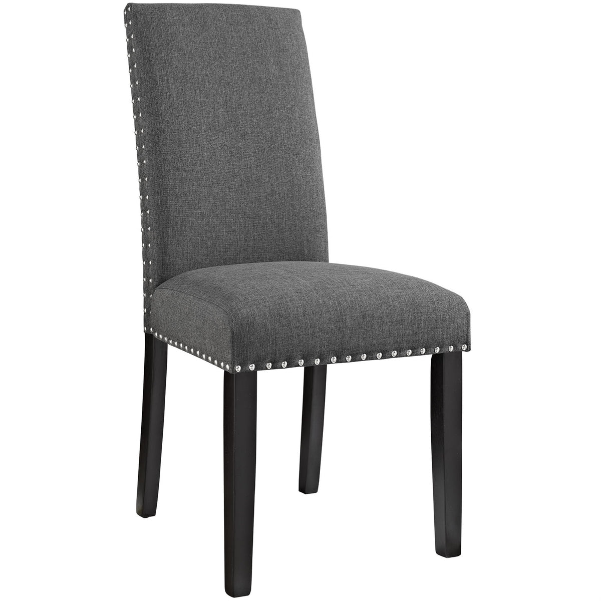 Parcel Upholstered Fabric Dining Room Side Chair - Elegant Nailhead Trim, Soft & Durable Polyester, Espresso Stained Tapered Wood Legs - Suitable For Dining, Living, Lounge, Office - 285 Lbs Capacity