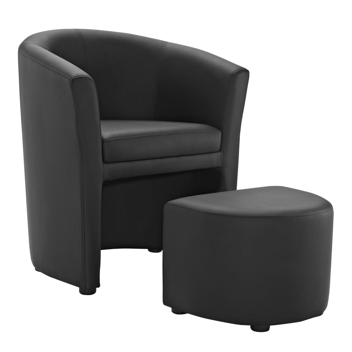 Casafoyer Divulge Faux Leather Armchair And Ottoman Set In Black