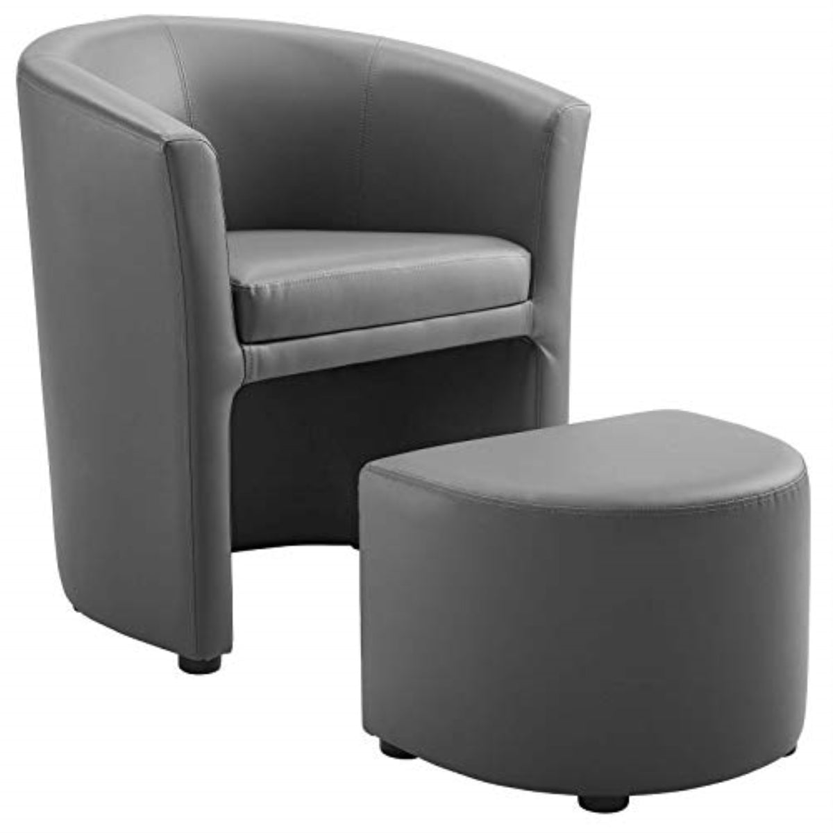 Casafoyer Divulge Faux Leather Armchair And Ottoman Set In Gray 28D X 22W X 30H In