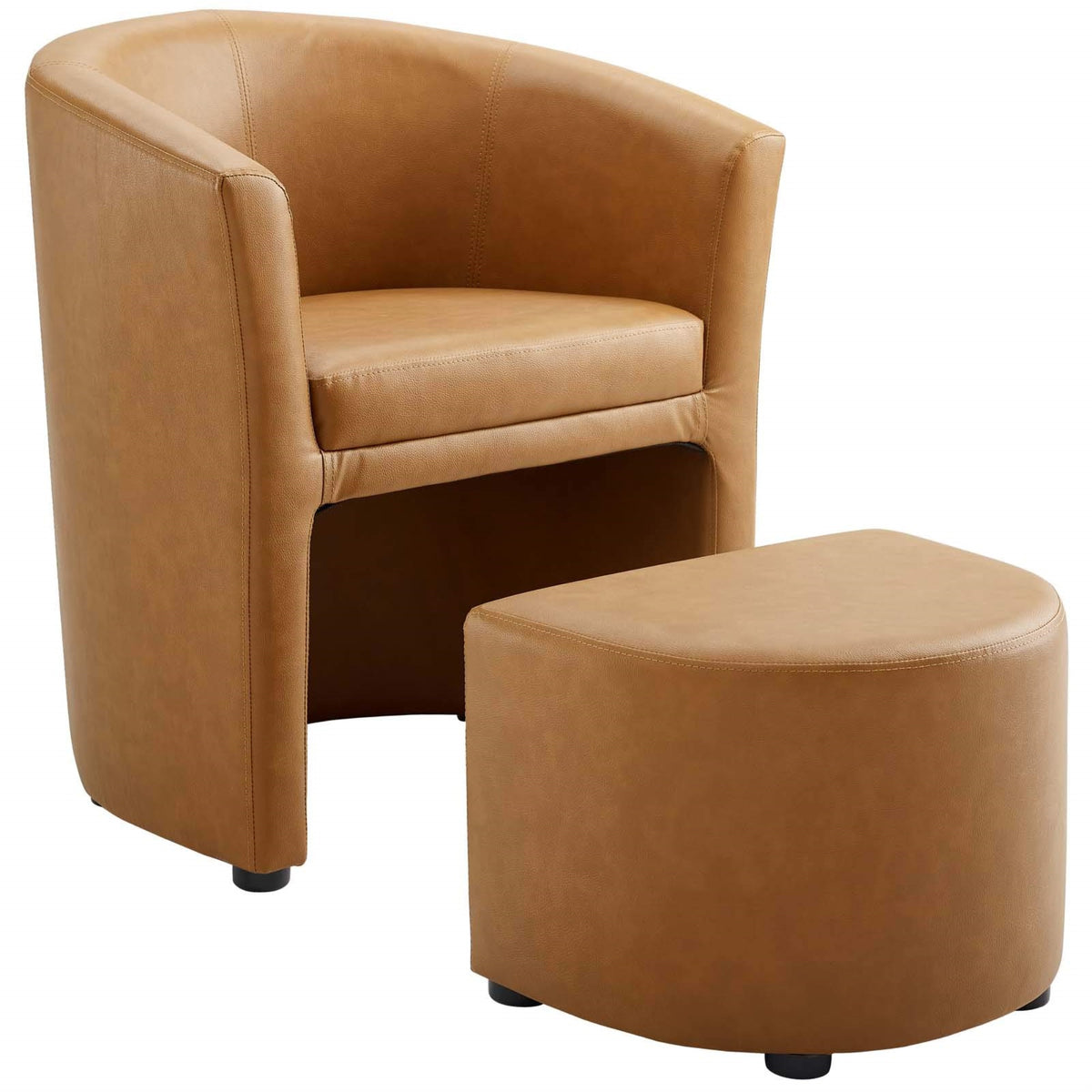 Casafoyer Divulge Faux Leather Armchair And Ottoman Set In Tan