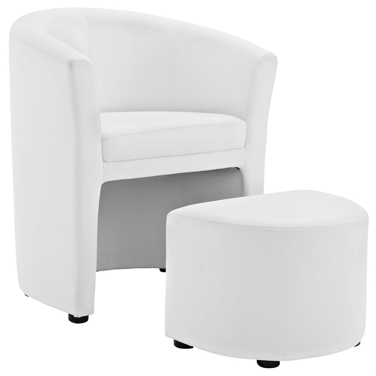 Casafoyer Divulge Faux Leather Armchair And Ottoman Set In White