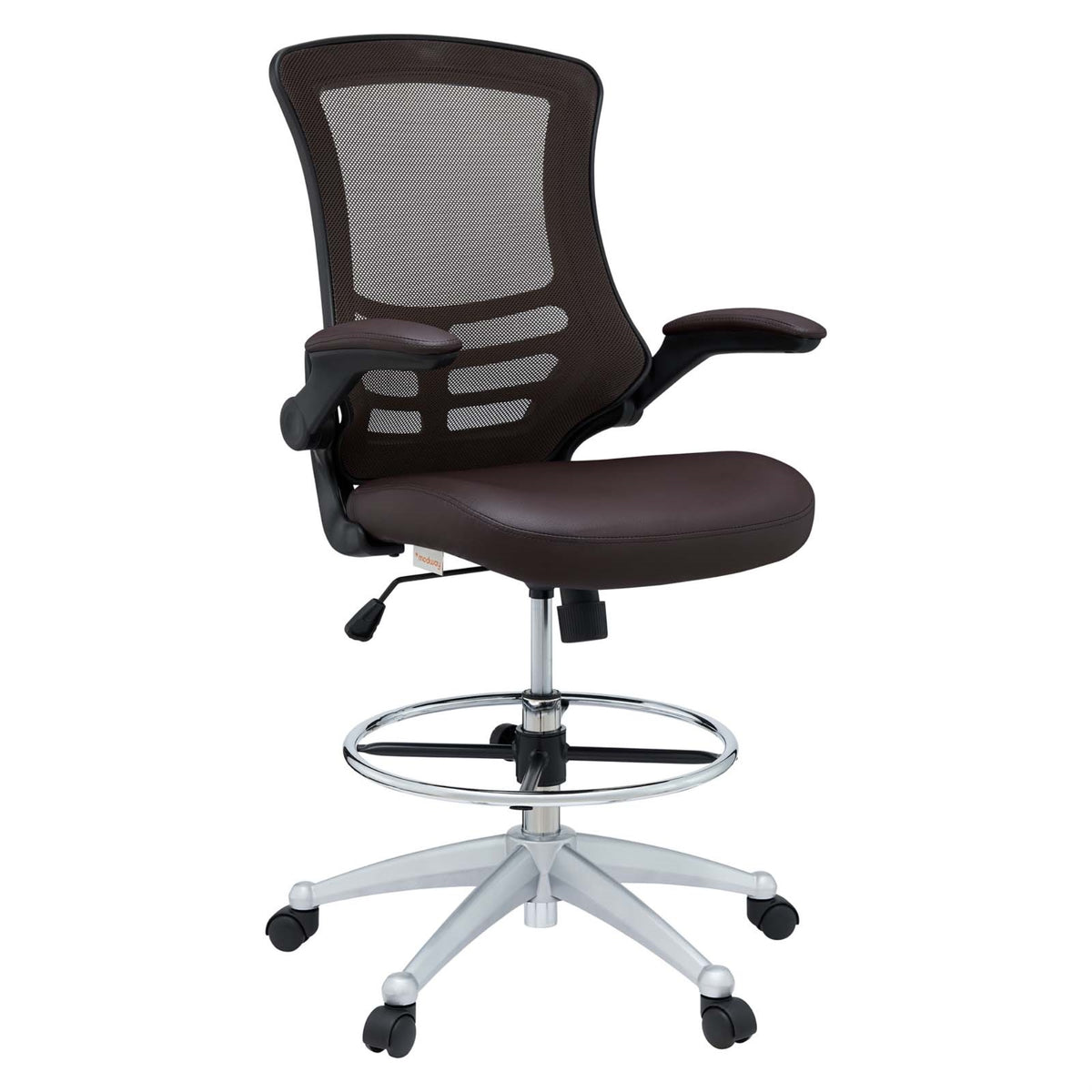 Attainment Drafting Stool - Breathable Mesh Back, Padded Seat & Arms, Foot Ring, Tilt Control - Ideal For Schools, Workplaces, Homes