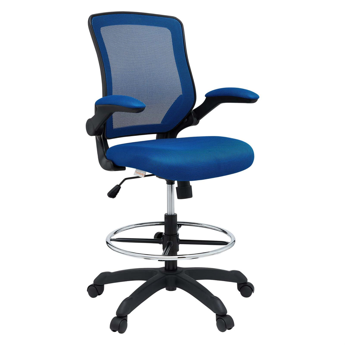 Veer Drafting Stool - Breathable Mesh Back, Adjustable Arms & Height, Glide On Carpet, Ideal For Progressive Minds. Blue.
