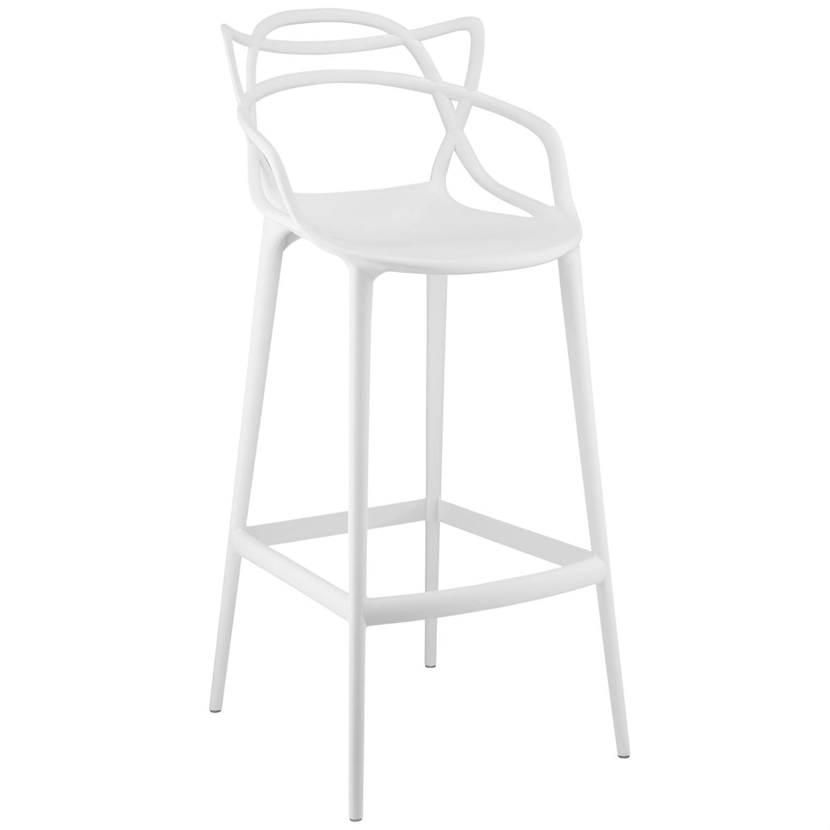 Casafoyer Entangled Modern Molded Plastic Bar Stool In White - Fully Assembled