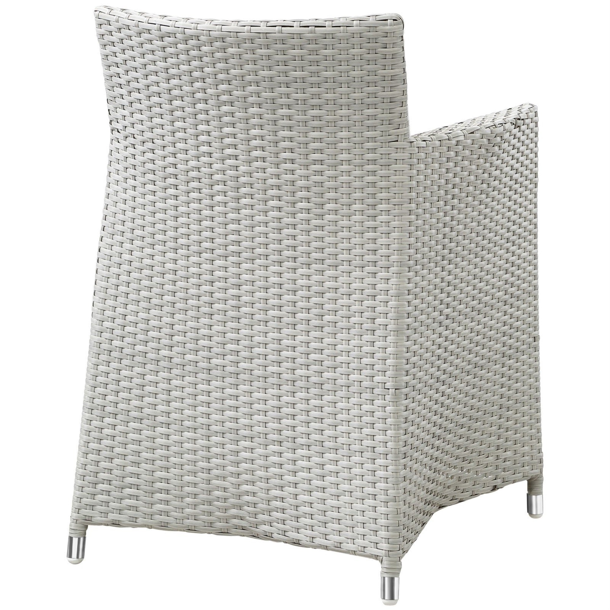 Casafoyer Eei-1505-Gry-Whi Junction Wicker Rattan Outdoor Patio Dining Armchair With Cushion, Gray White