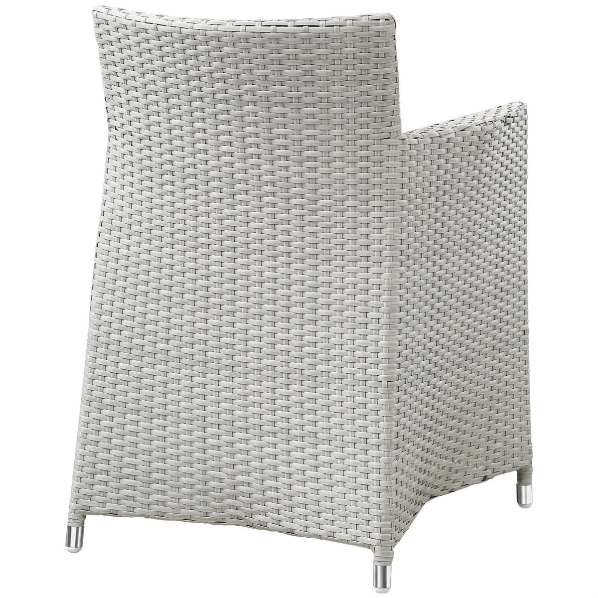 Casafoyer Eei-1505-Gry-Whi Junction Wicker Rattan Outdoor Patio Dining Armchair With Cushion, Gray White