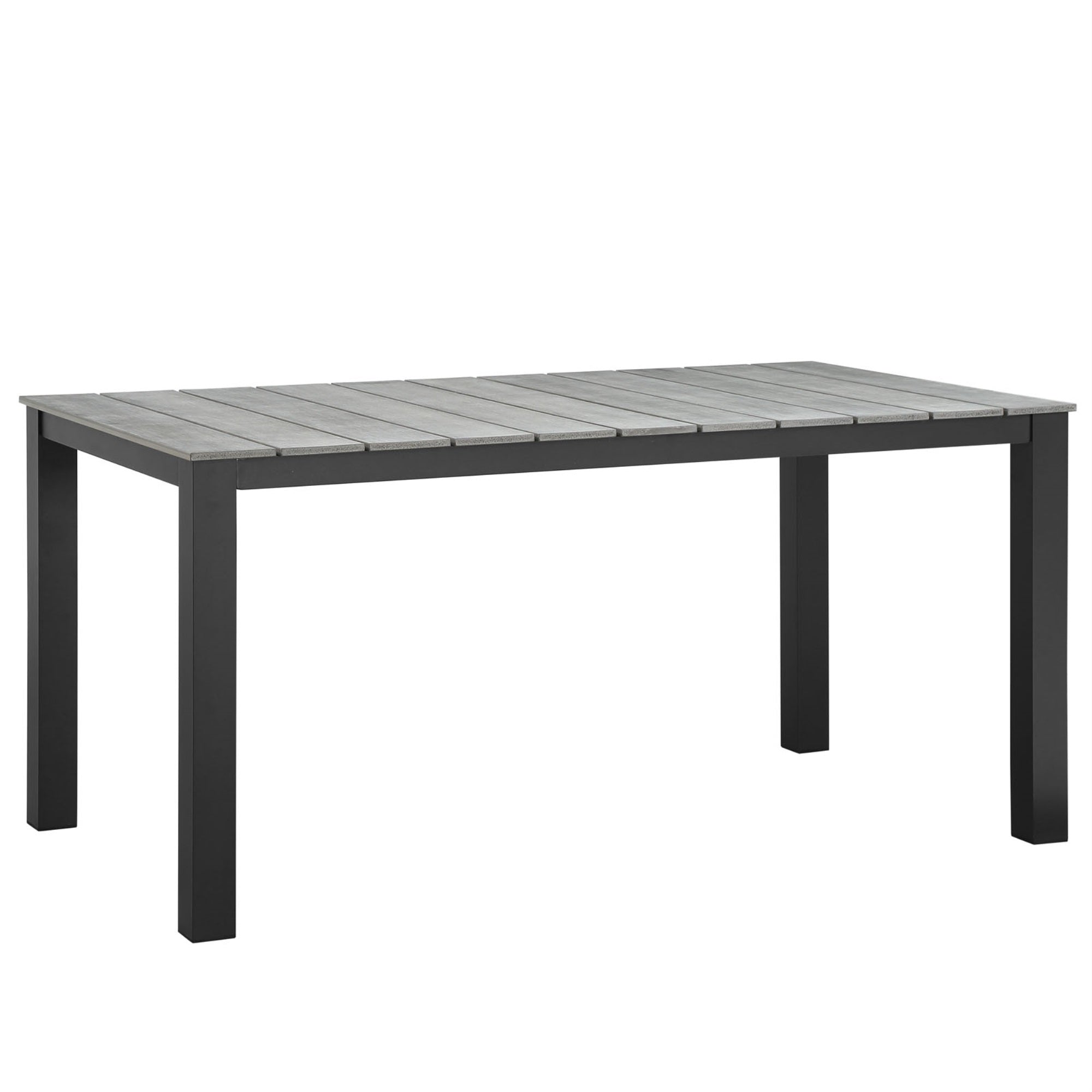 Maine Outdoor Patio 63' Dining Table - Synthetic Wood Grain Plank Boards - Powder-Coated Aluminum Frame - Modern And Stylish - Perfect For Outdoor Dining - Atlantic Ocean Inspired Design