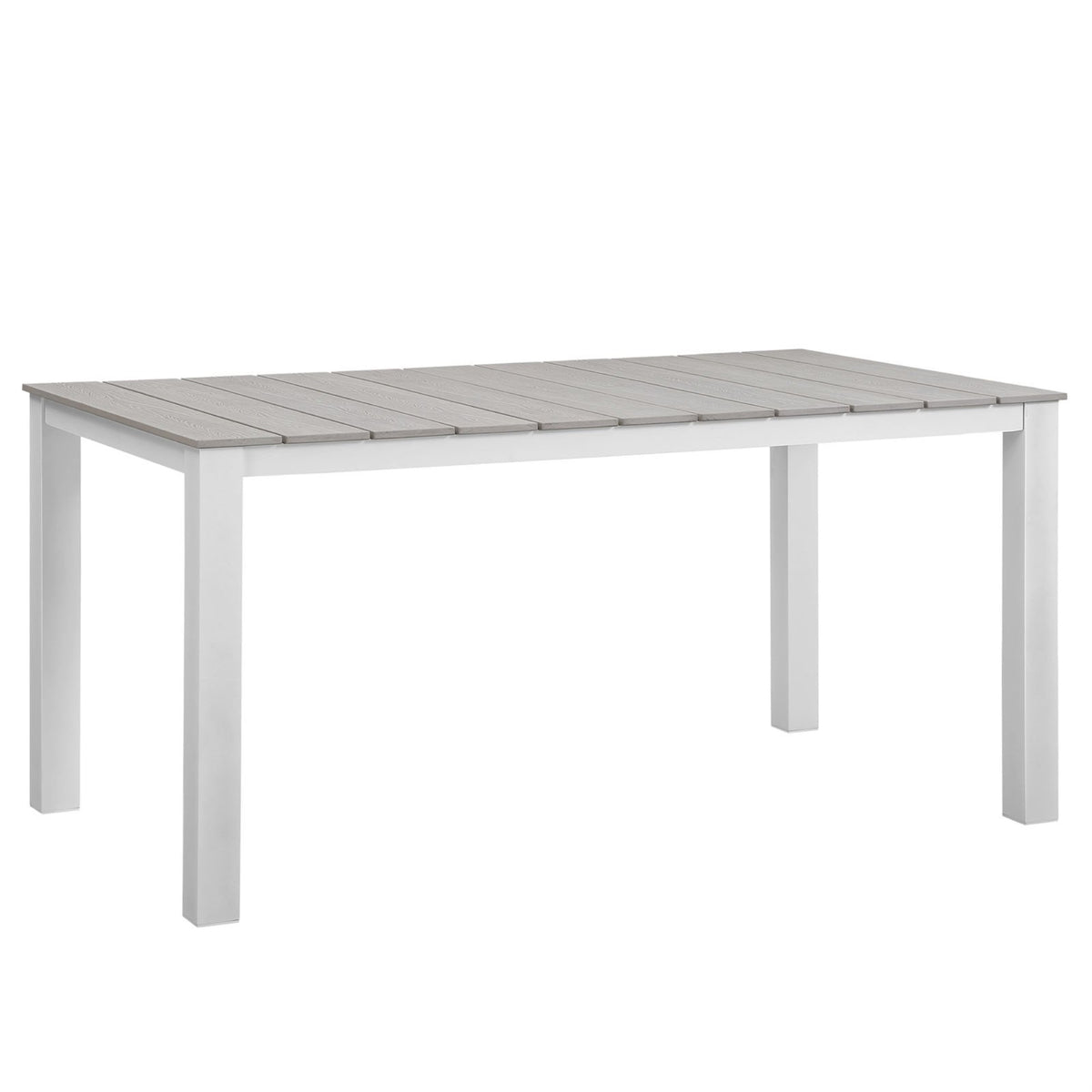 Casafoyer Maine Aluminum Outdoor Patio 63' Dining Table In White Light Gray
