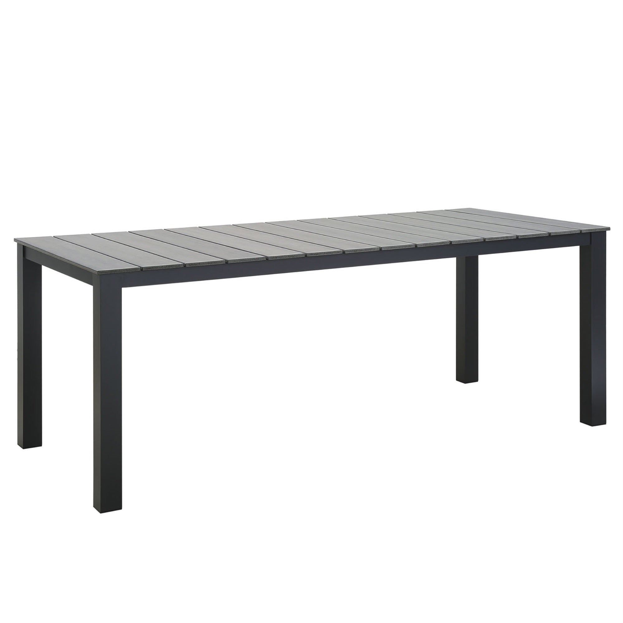 Maine Outdoor Collection: 80' Dining Table - Synthetic Wood Grain Plank Boards, Powder-Coated Aluminum Frame - Ideal For Outdoor Dining
