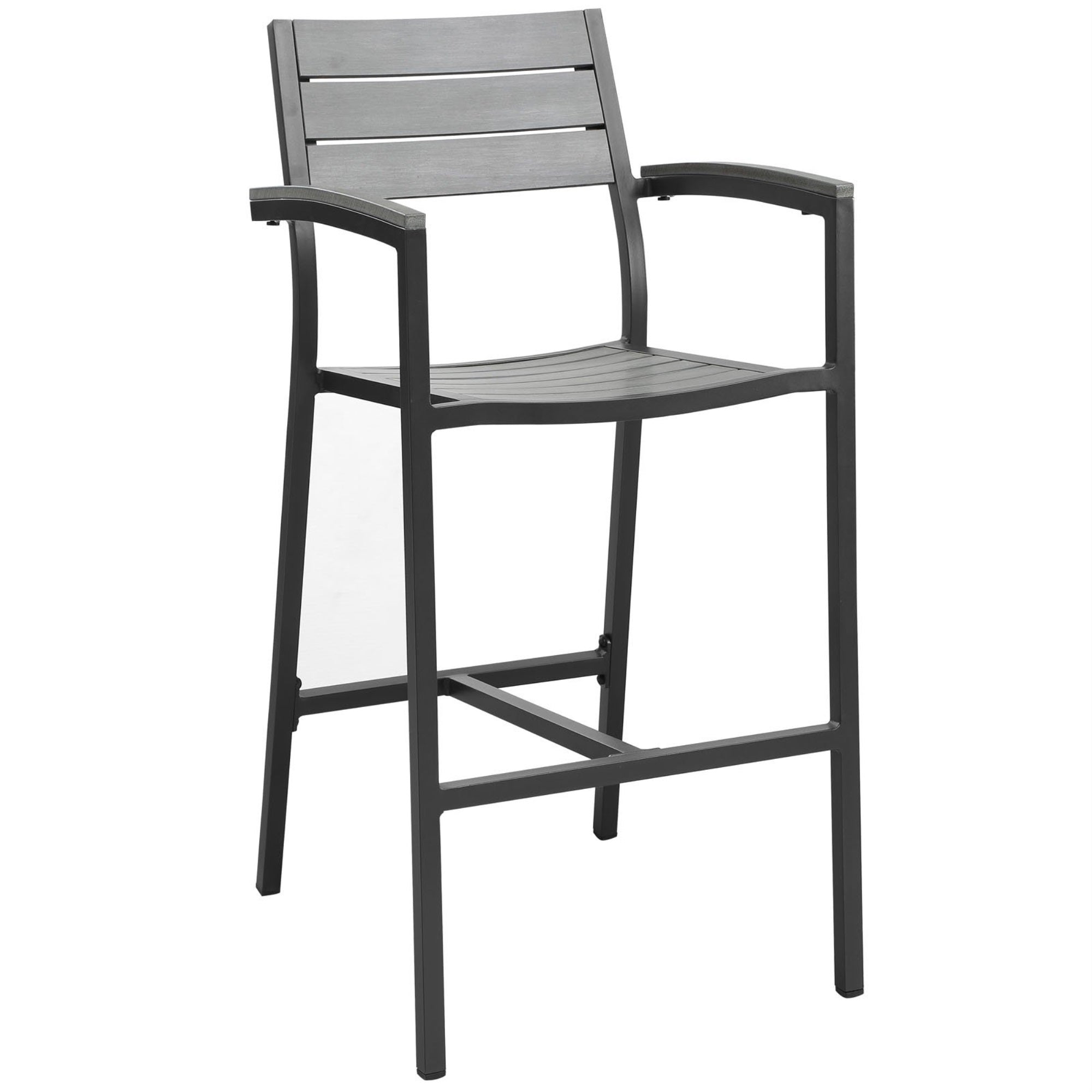 Casafoyer Maine Aluminum Outdoor Patio Bar Stool In Brown Gray