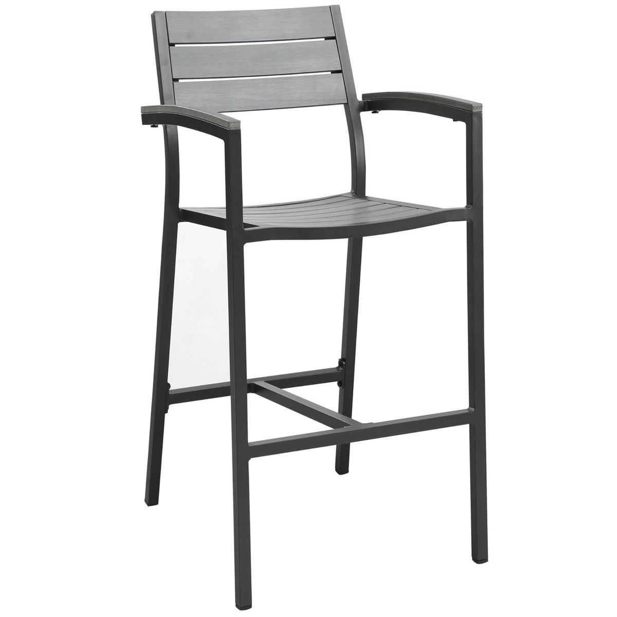 Casafoyer Maine Aluminum Outdoor Patio Bar Stool In Brown Gray