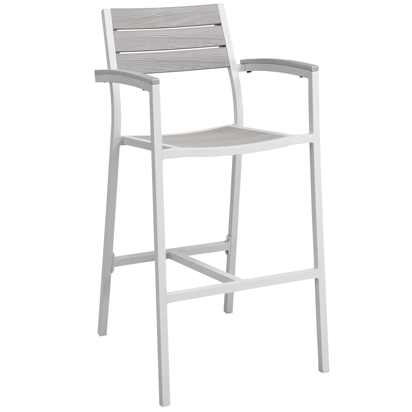 Casafoyer Maine Outdoor Patio Dining Bar Stool | Synthetic Wood Grain | Powder-Coated Aluminum Frame | Stylish & Versatile | Contemporary Design