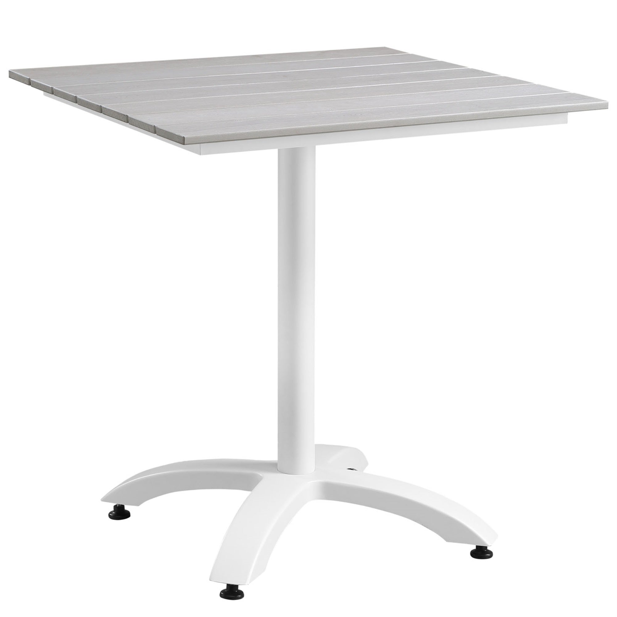 Maine Outdoor Patio Dining Table - Synthetic Wood Grain Plank Boards, Aluminum Frame - Contemporary Design For Stylish Outdoor Dining