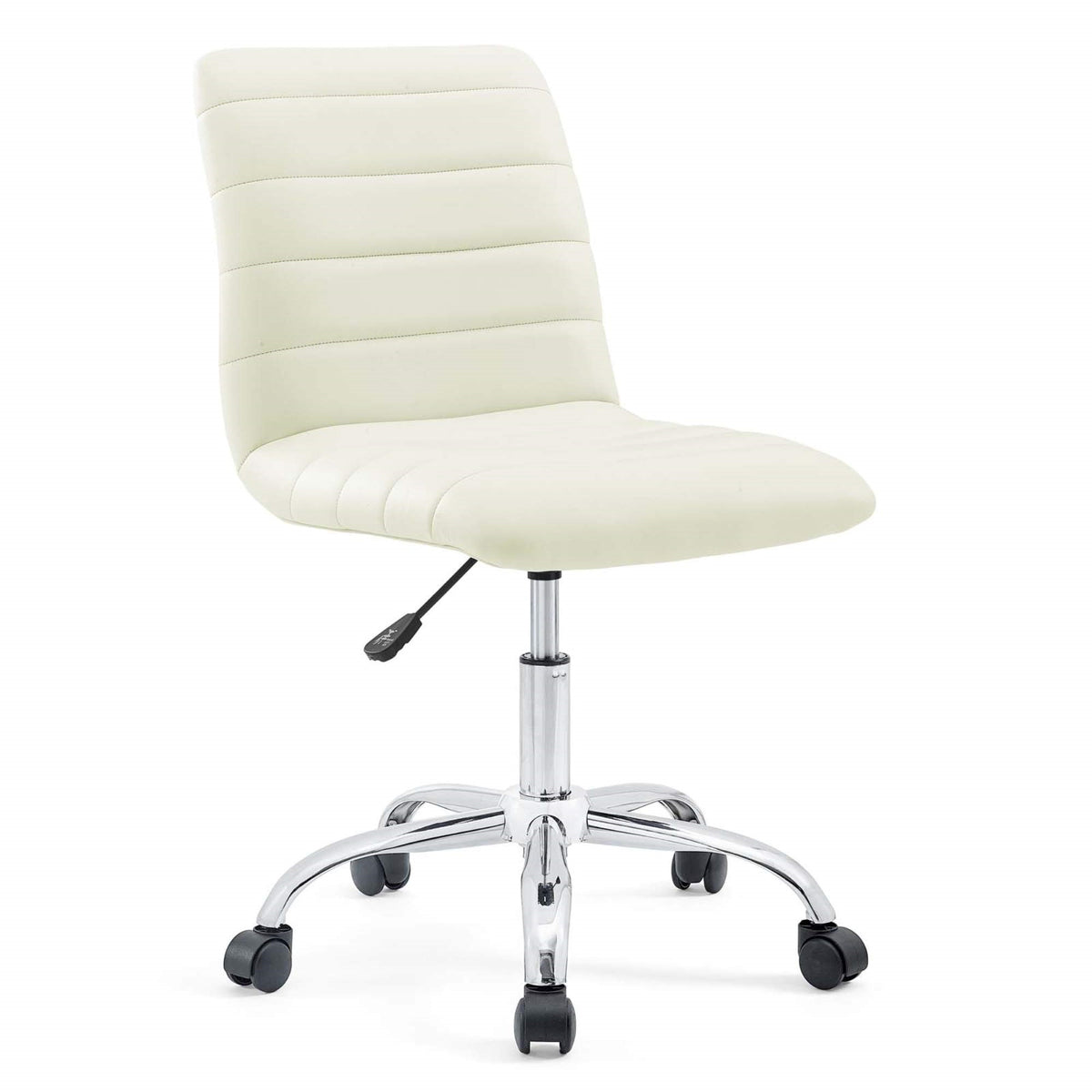 Yardlio Ripple Armless Office Chair | Chrome Frame | Adjustable Height | 360 Swivel