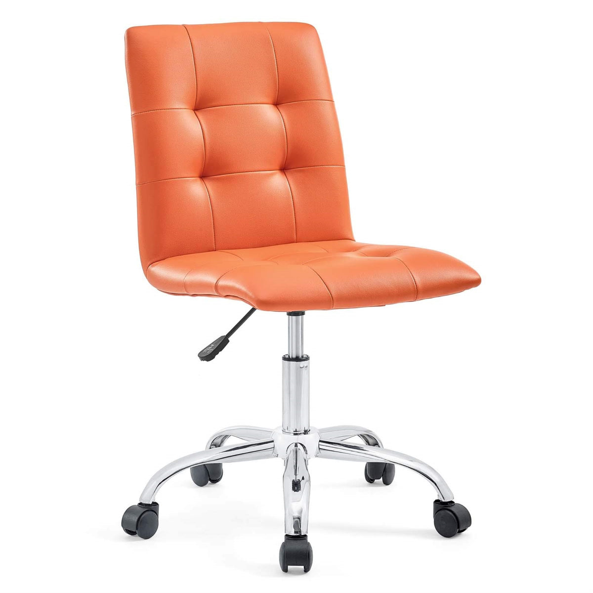 Casafoyer Prim Ribbed Armless Mid Back Swivel Conference Office Chair In Orange